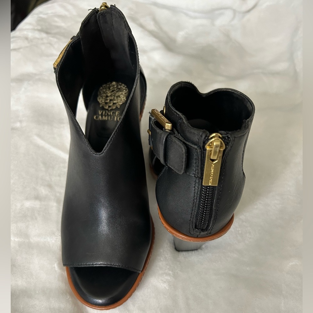 Vince Camuto Black Open-Toe Heeled Boots